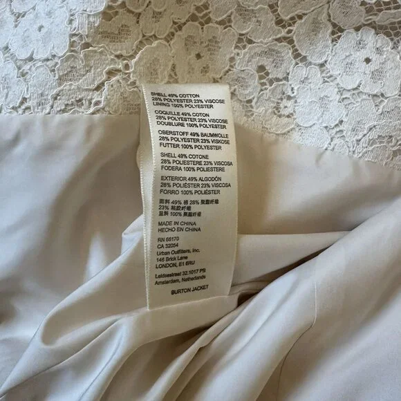 Anthropologie BHLDN Burton Suit Jacket White Lace Size 0 - Picture 9 of 11